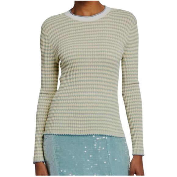 Veronica Beard M Womens Yellow Siena Long Sleeve Crewneck Sweater Knit - Picture 1 of 10